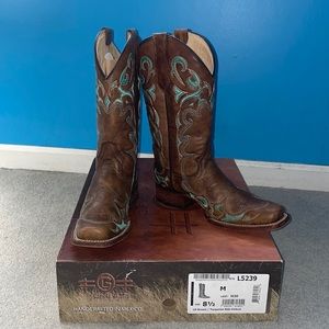 Handcrafted LD Brown / Turquoise Cowboy Boots